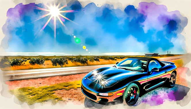 black sports car in texas sun